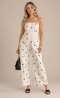 ANNE POLKA DOTS WHITE JUMPSUIT