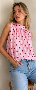 POLKA DOTS BLACK & PINK TOP