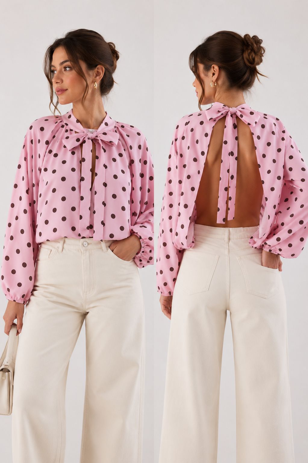 SHINA POLKA DOT PINK BLOUSE
