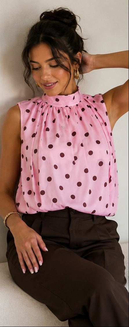 POLKA DOTS BLACK & PINK TOP